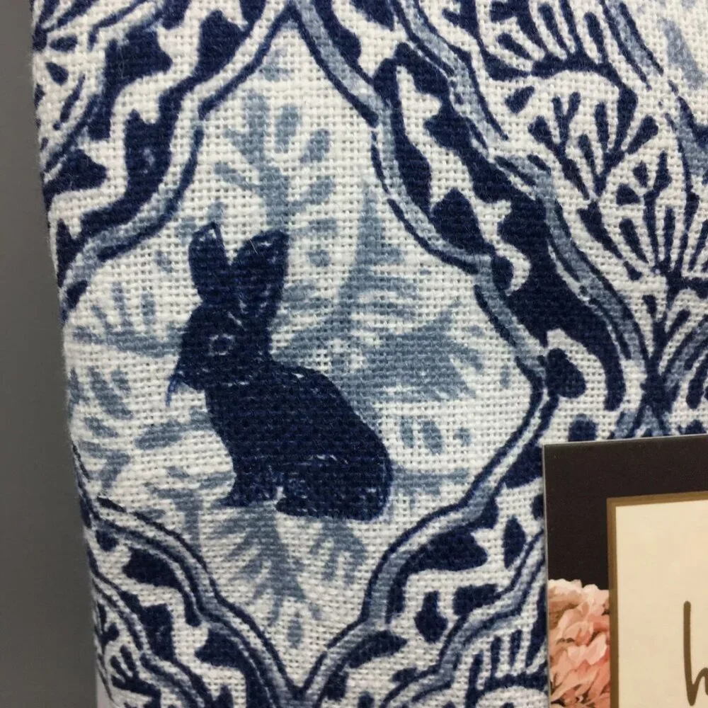 Nicole Miller Easter Bunny Tablecloth 60x104 Blue White Farmhouse Country Spring